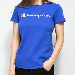 CHAMPION WOMENS BLUE TEE SHIRT